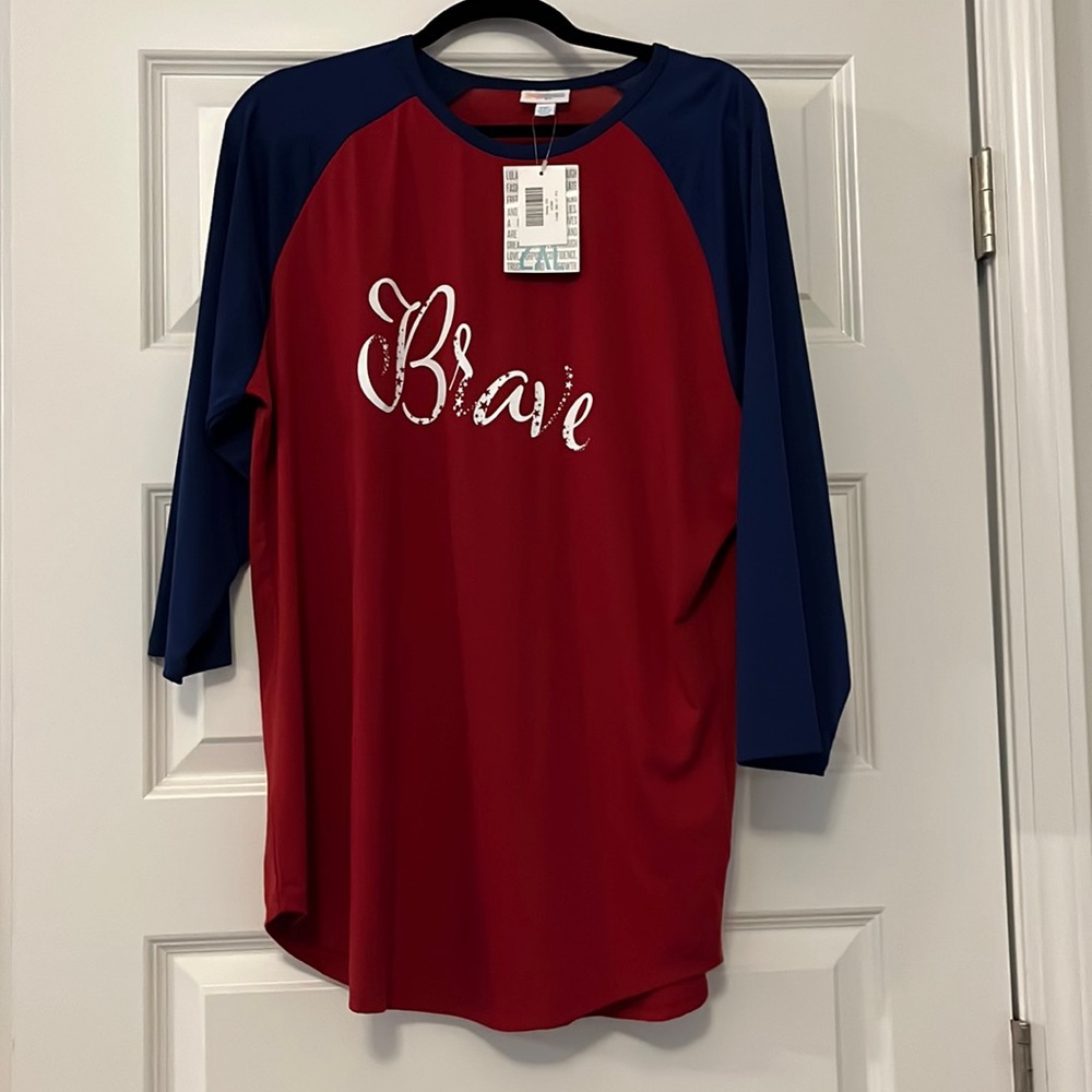 LuLaRoe Americana Randy Baseball Tee, Size 2XL, New with tags